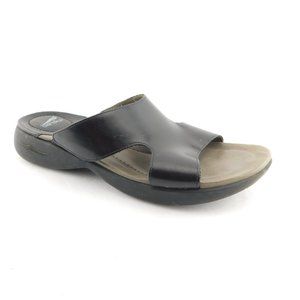 DANSKO Black Leather Open Toe Slip-on Slides Sandals 40